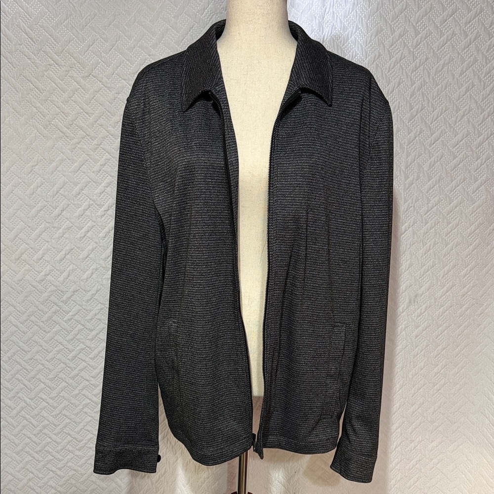 Express Men's Charcoal Textured Zip-Front Bomber Jacket